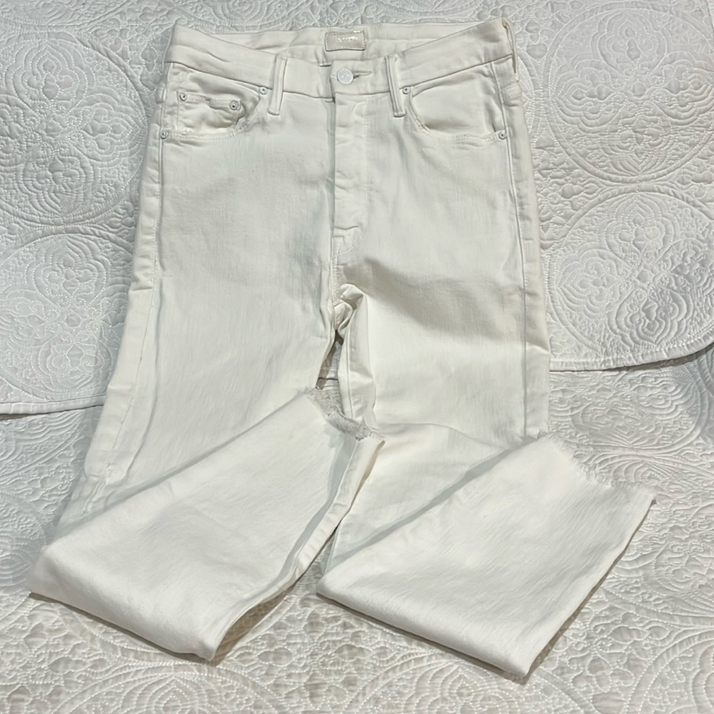 MOTHER White Ankle Crop Jeans